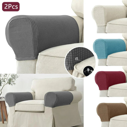 Waterproof Stretch Armrest Covers Set – 2-Piece Jacquard Polyester for Sofas and Chairs 2