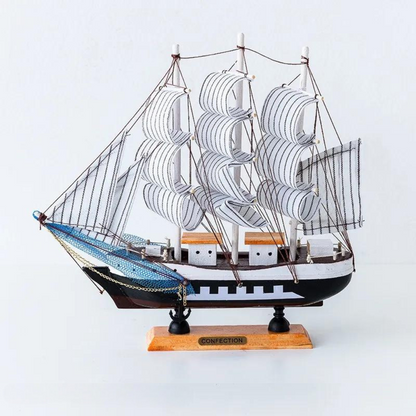 Wooden Sailboat Sculpture with LED Light – Nordic Design Home Decor Accent 6
