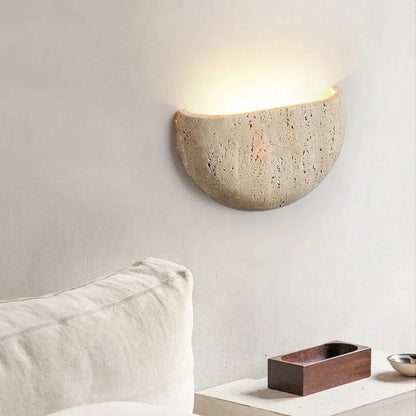 Handcrafted Wabi-Sabi Wall Light in Natural Stone – LED Indoor Lighting Fixture 2