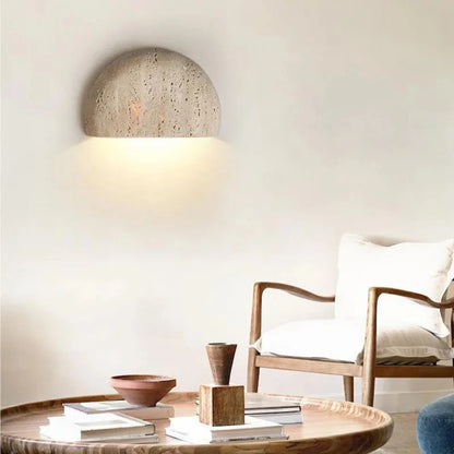 Handcrafted Wabi-Sabi Wall Light in Natural Stone – LED Indoor Lighting Fixture 5