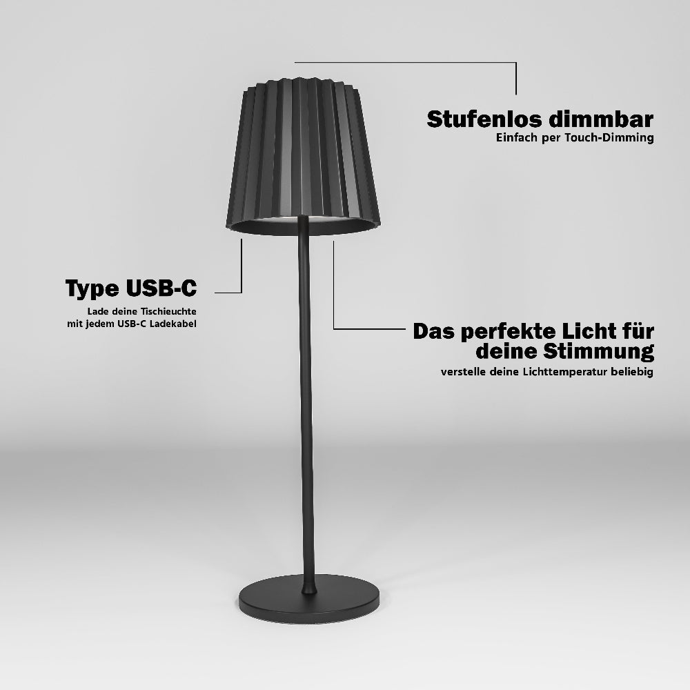 Portable Dimmable Table Lamp – Rechargeable Cordless Indoor/Outdoor Lighting with Touch Control, 12-Hour Battery Life, IP54 Waterproof 9