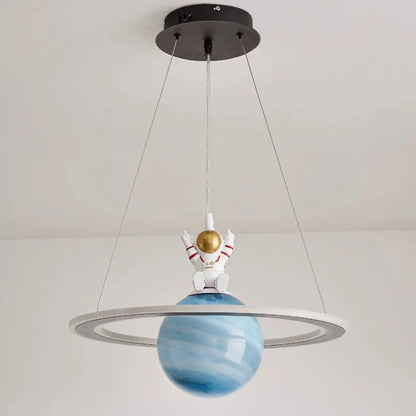 Modern Astronaut Pendant Light - Dimmable Three-Color LED Hanging Light Fixture with Adjustable Cable for Bedroom or Creative Spaces 5