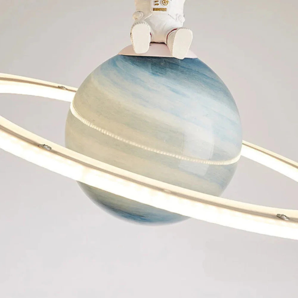 Modern Astronaut Pendant Light - Dimmable Three-Color LED Hanging Light Fixture with Adjustable Cable for Bedroom or Creative Spaces 8