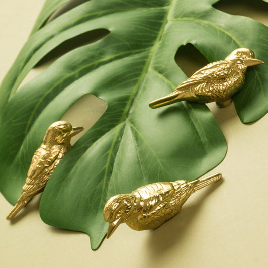 Elegant Gold Brass Bird Cabinet Handles – Nature-Inspired Drawer Pulls for Furniture 1
