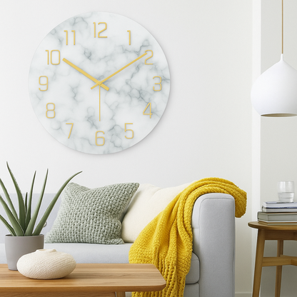 Luxurious Marble-Design Wall Clock – Elegant Home Decor with Easy Read Dial 2