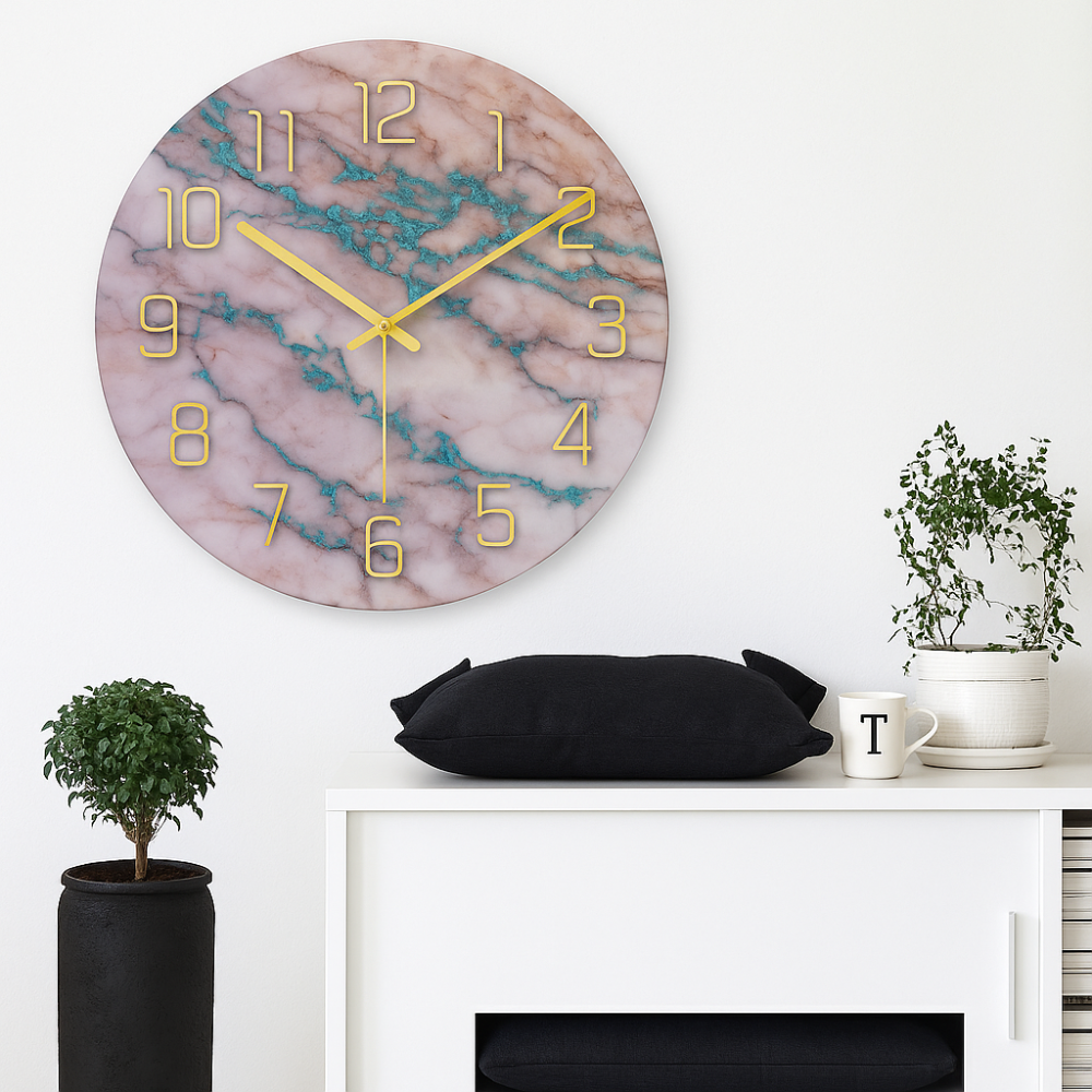 Luxurious Marble-Design Wall Clock – Elegant Home Decor with Easy Read Dial 1