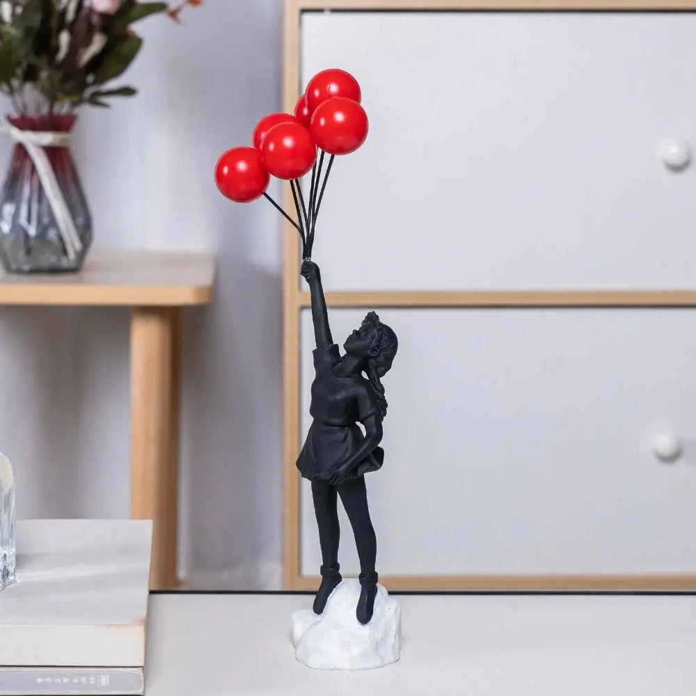 Flying Balloon Girl Resin Sculpture – Modern Art Decor for Home and Office 2