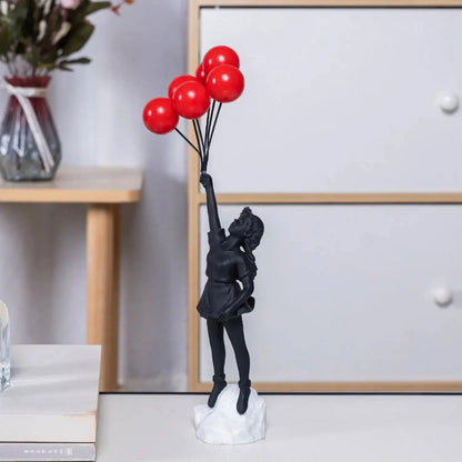 Flying Balloon Girl Resin Sculpture – Modern Art Decor for Home and Office 2