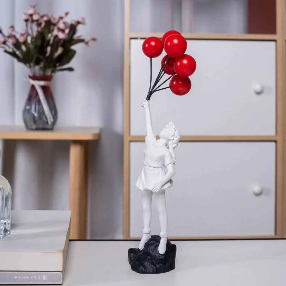 Flying Balloon Girl Resin Sculpture – Modern Art Decor for Home and Office 3