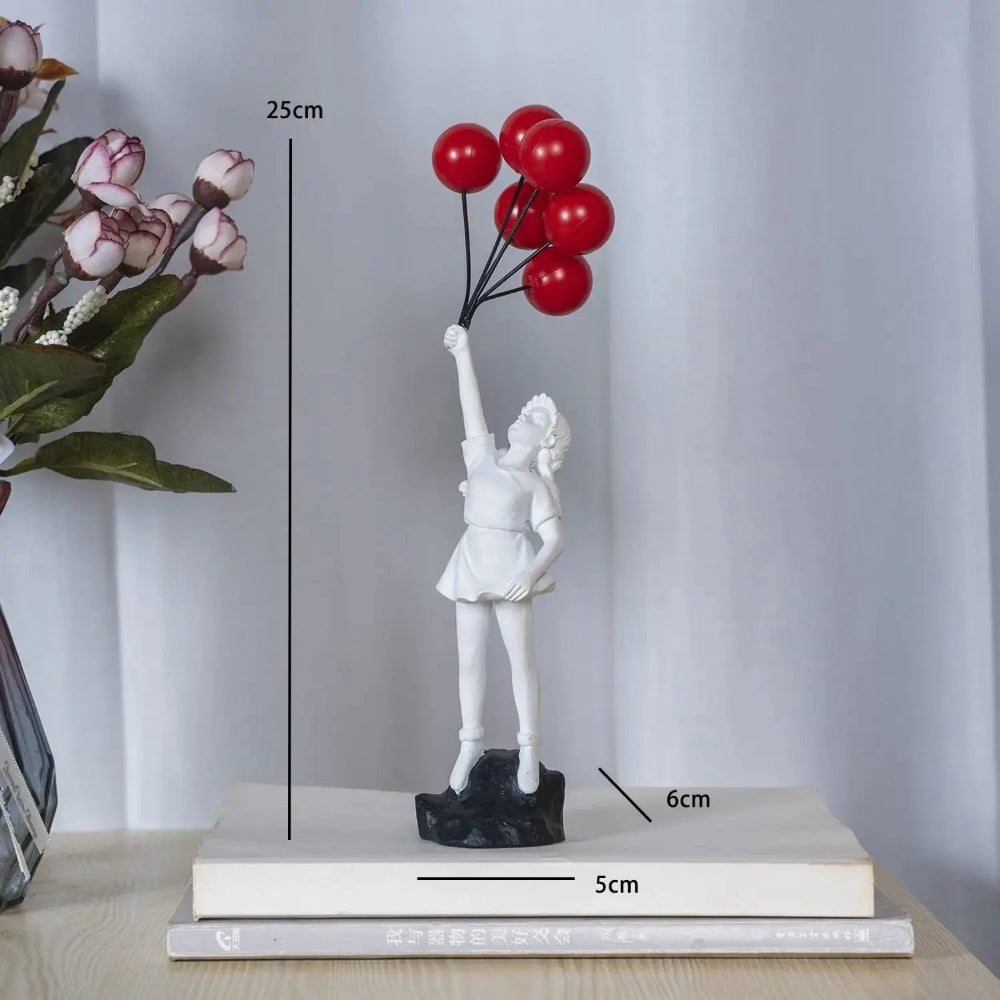 Flying Balloon Girl Resin Sculpture – Modern Art Decor for Home and Office 4