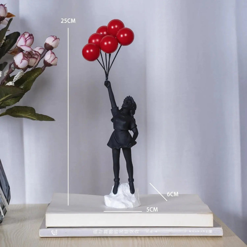 Flying Balloon Girl Resin Sculpture – Modern Art Decor for Home and Office 5