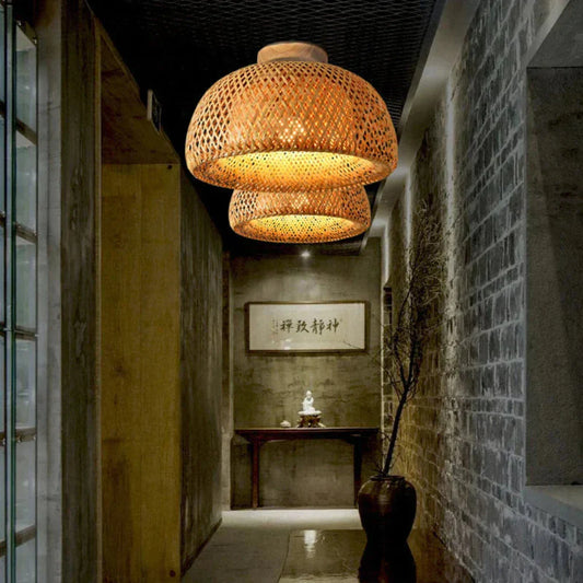 Elegant Bamboo Ceiling Light Fixture – Handcrafted Natural Design for Modern and Earthy Interiors 1