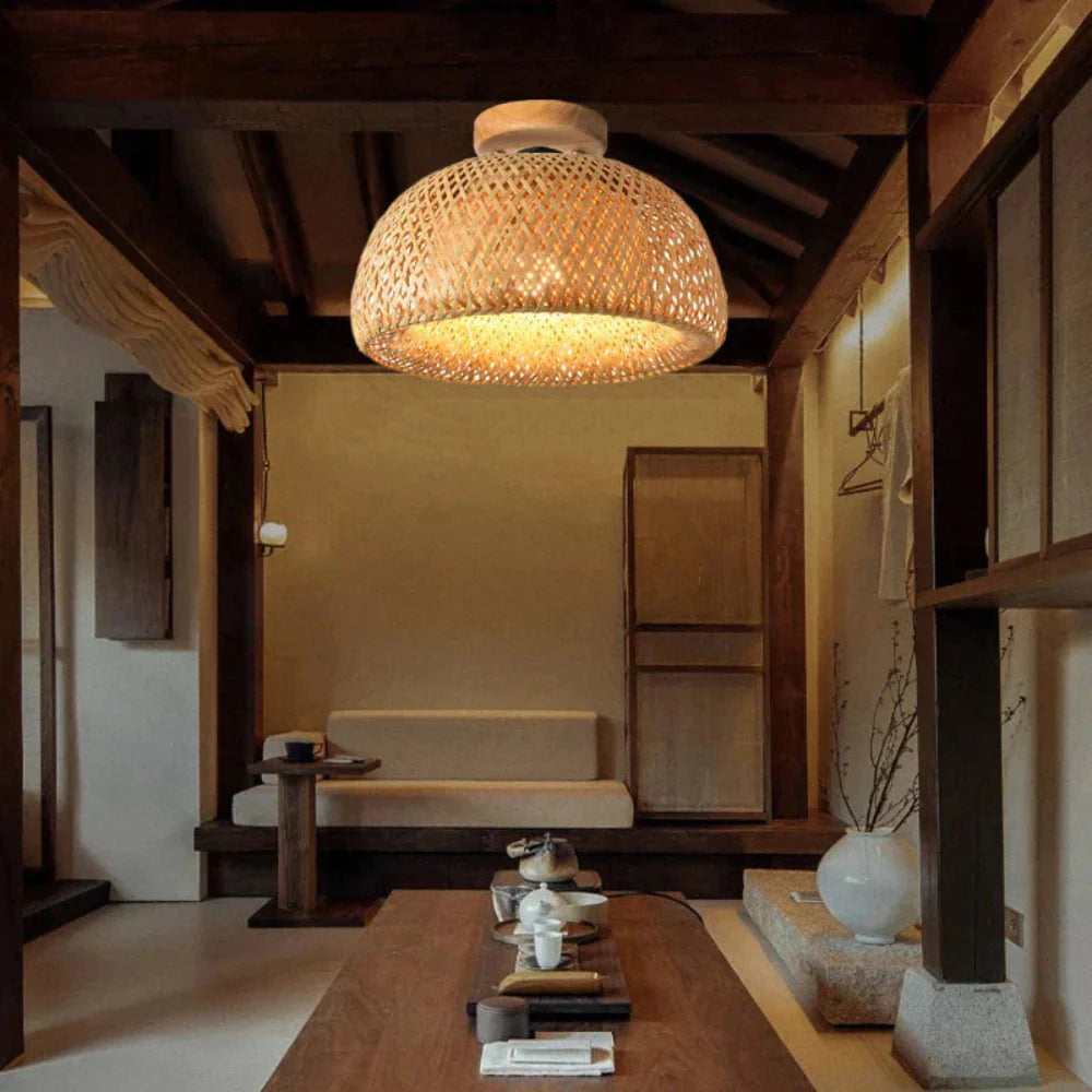 Elegant Bamboo Ceiling Light Fixture – Handcrafted Natural Design for Modern and Earthy Interiors 2