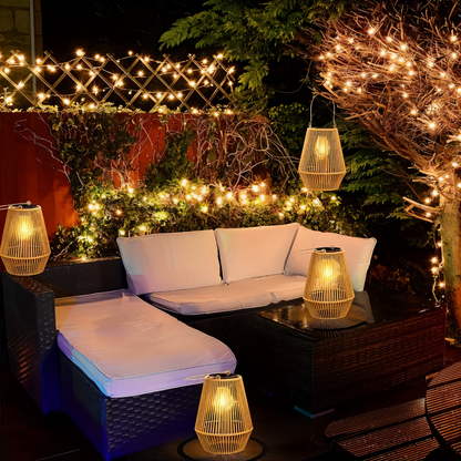 Solar Outdoor Lamp with Rattan-Style Design – Durable and Weather-Resistant Garden Light 2
