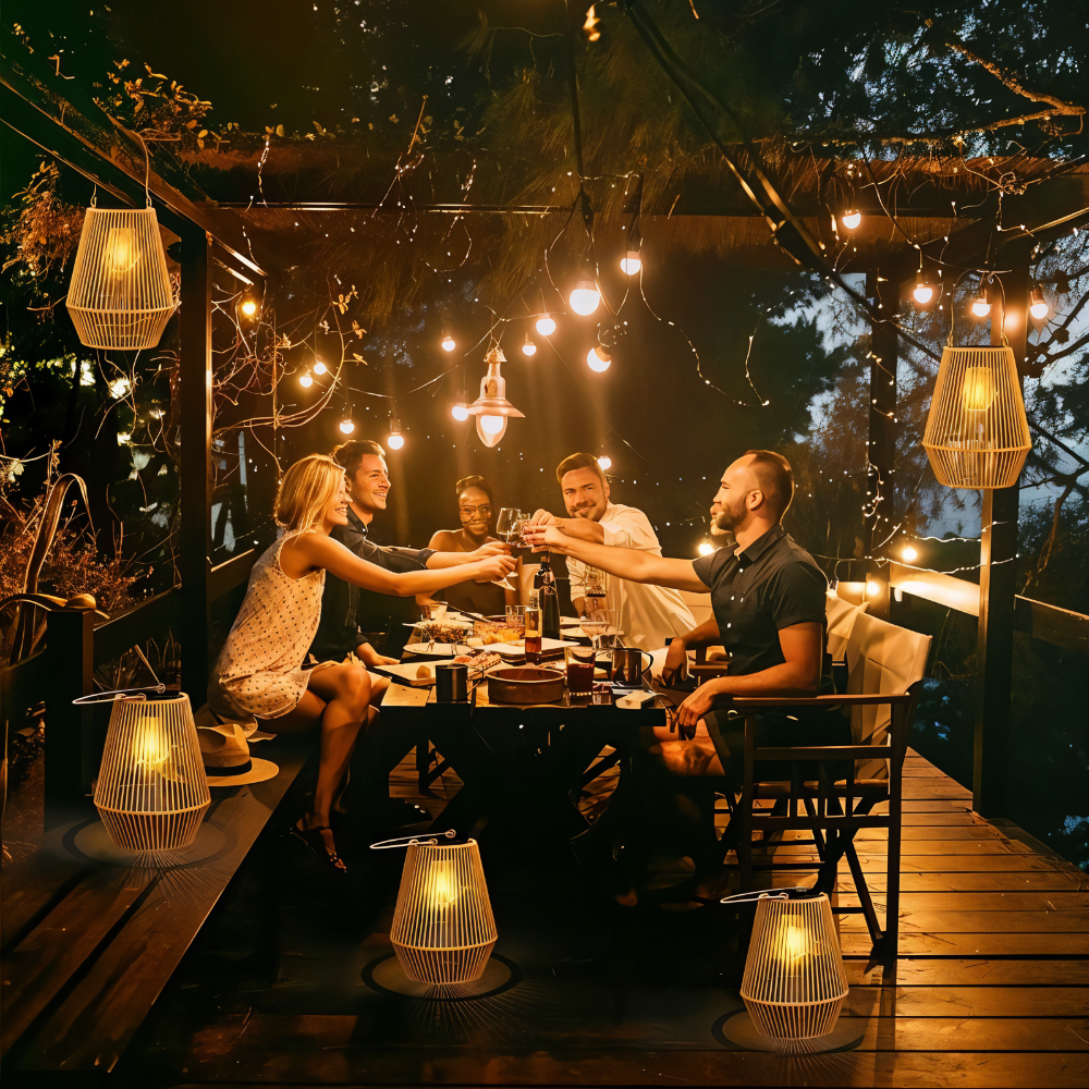 Solar Outdoor Lamp with Rattan-Style Design – Durable and Weather-Resistant Garden Light 3