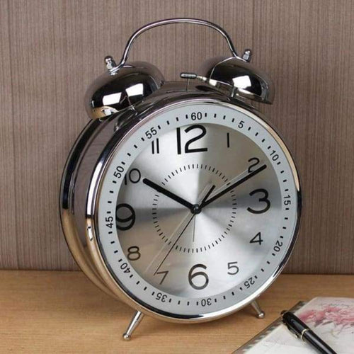 Oversized Vintage Double Bell Alarm Clock – Retro Metal Design with Loud Ringing 1
