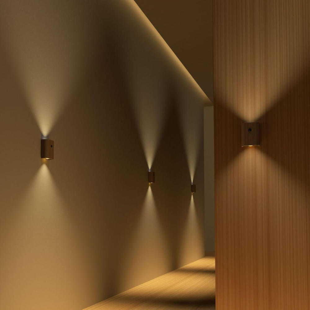 Wireless LED Wall Light with Motion Sensor – Elegant Wooden Design for Home and Office 3
