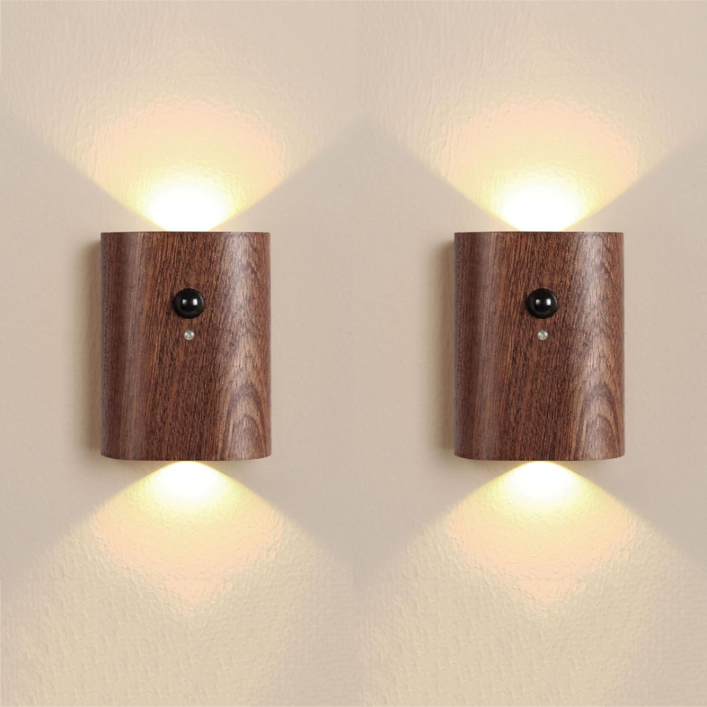 Wireless LED Wall Light with Motion Sensor – Elegant Wooden Design for Home and Office 5
