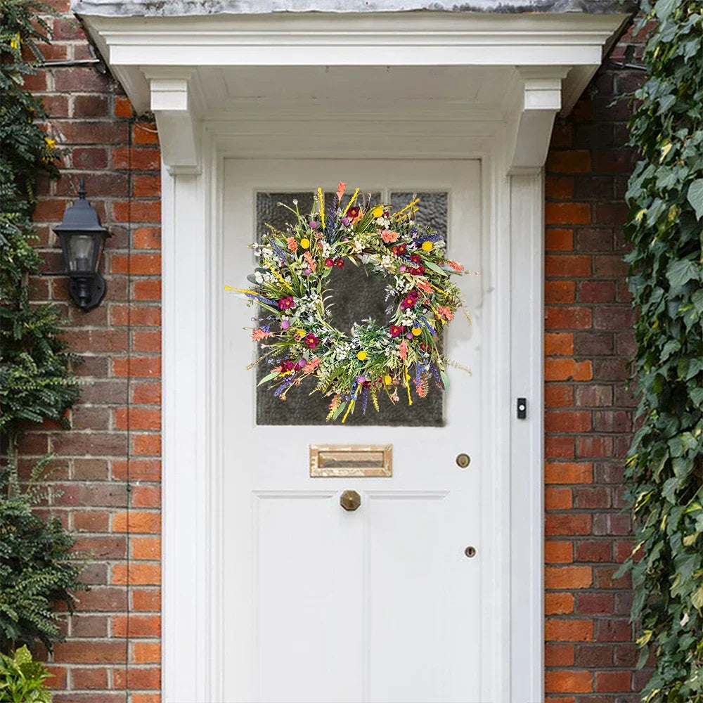 Handcrafted Floral Wreath for Year-Round Elegance – Vibrant Artificial Flowers on Durable Grapevine Base 1