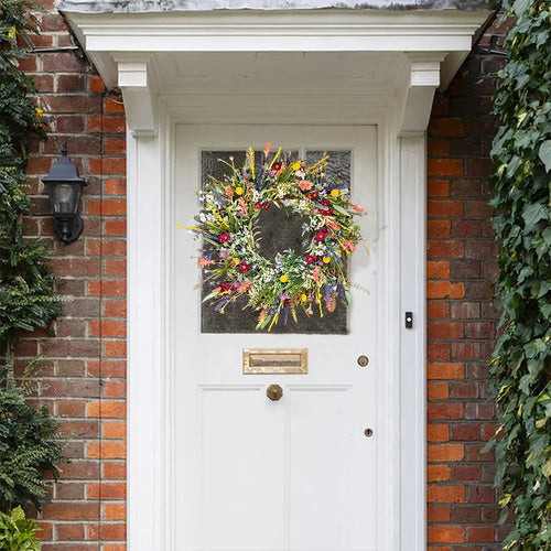 Handcrafted Floral Wreath for Year-Round Elegance – Vibrant Artificial Flowers on Durable Grapevine Base 1
