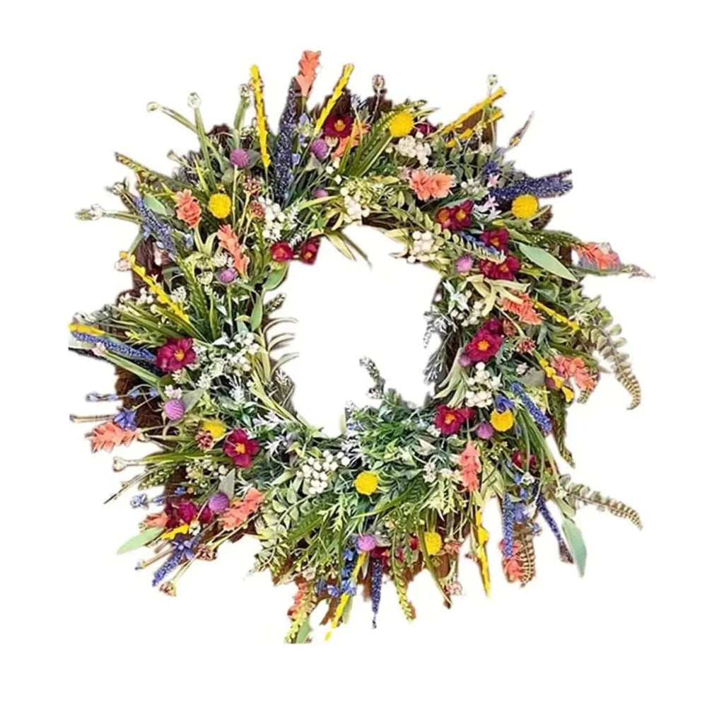 Handcrafted Floral Wreath for Year-Round Elegance – Vibrant Artificial Flowers on Durable Grapevine Base 3