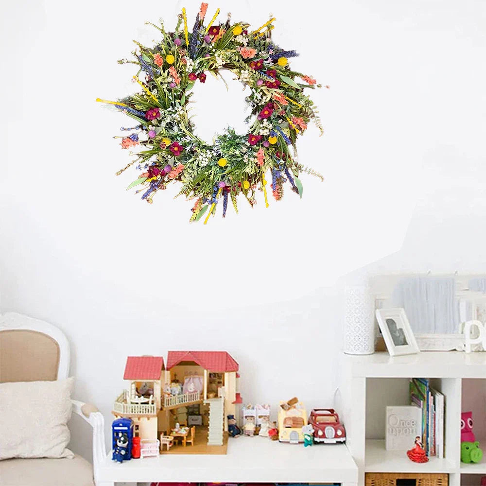Handcrafted Floral Wreath for Year-Round Elegance – Vibrant Artificial Flowers on Durable Grapevine Base 5
