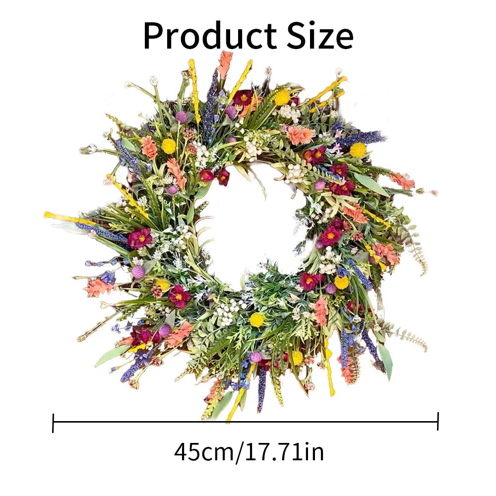 Handcrafted Floral Wreath for Year-Round Elegance – Vibrant Artificial Flowers on Durable Grapevine Base 6