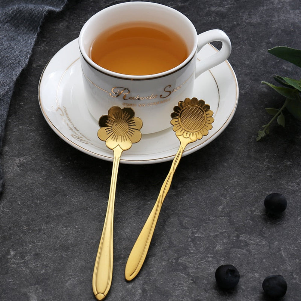 Elegant Stainless Steel Floral Teaspoon Set – 8 Unique Designs for Tea, Coffee, and Desserts 5