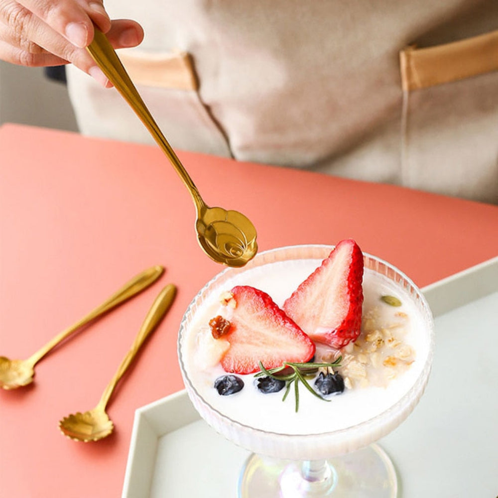 Elegant Stainless Steel Floral Teaspoon Set – 8 Unique Designs for Tea, Coffee, and Desserts 6