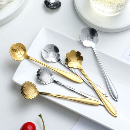 Elegant Stainless Steel Floral Teaspoon Set – 8 Unique Designs for Tea, Coffee, and Desserts 8