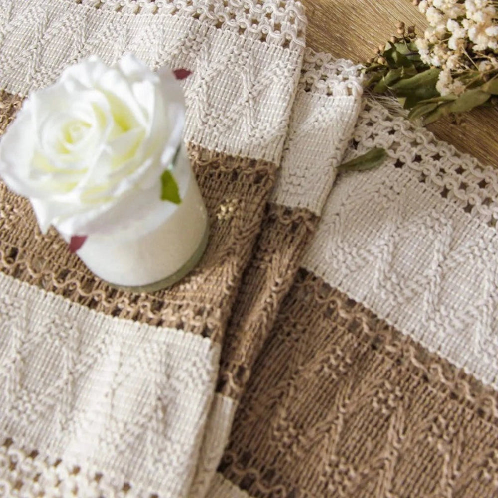Handcrafted Boho Table Runner – Natural Cotton, Linen, and Polyester Blend for Rustic and Modern Decor 7