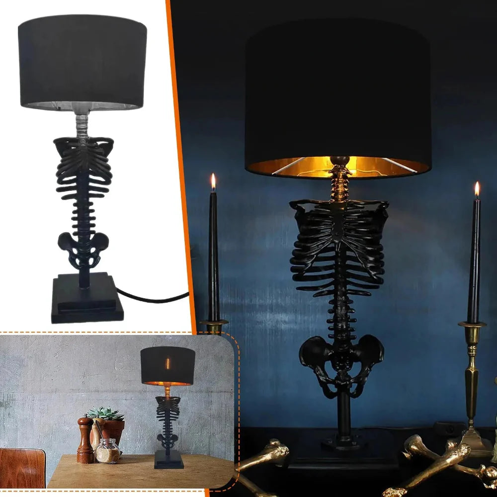 Handcrafted Gothic Skeleton Table Lamp with LED Light – Unique Home Decor Accent 3