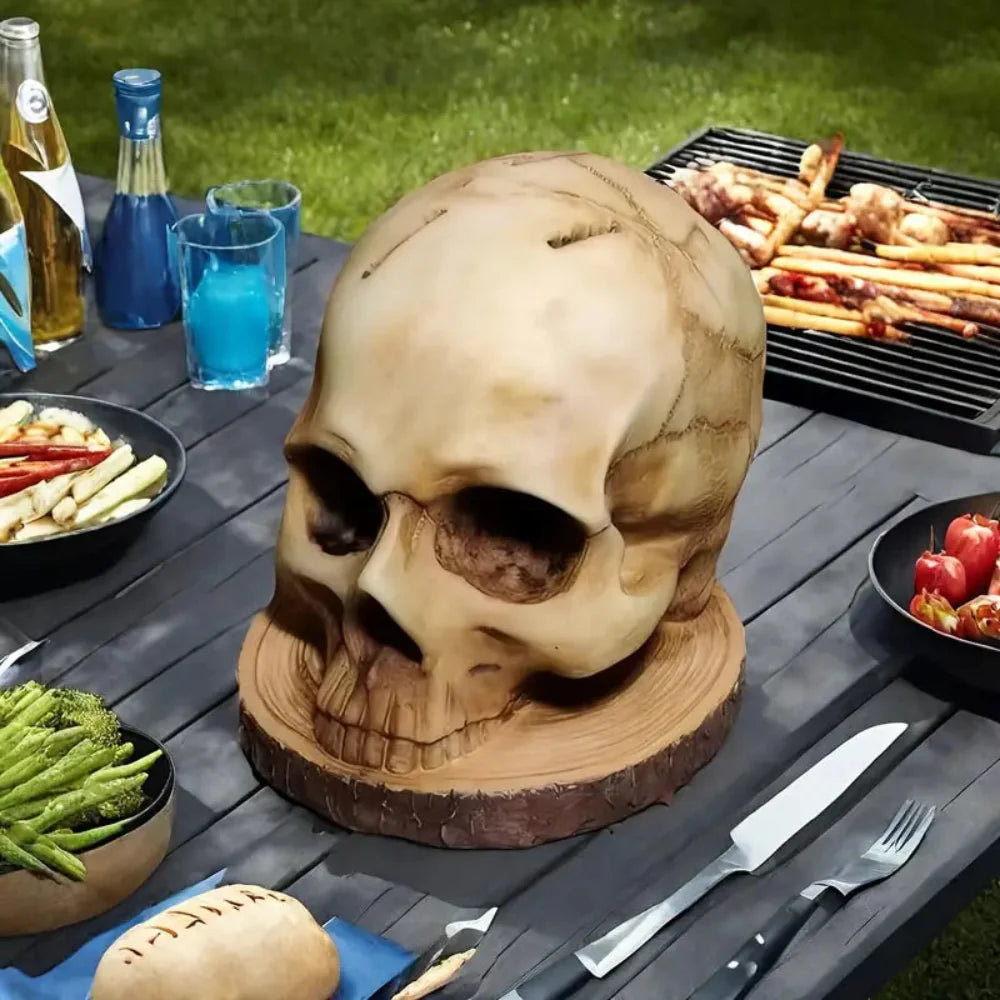 Gothic Skull Knife Holder - Hand-Painted Resin Kitchen Decor for Up to 7 Knives 8