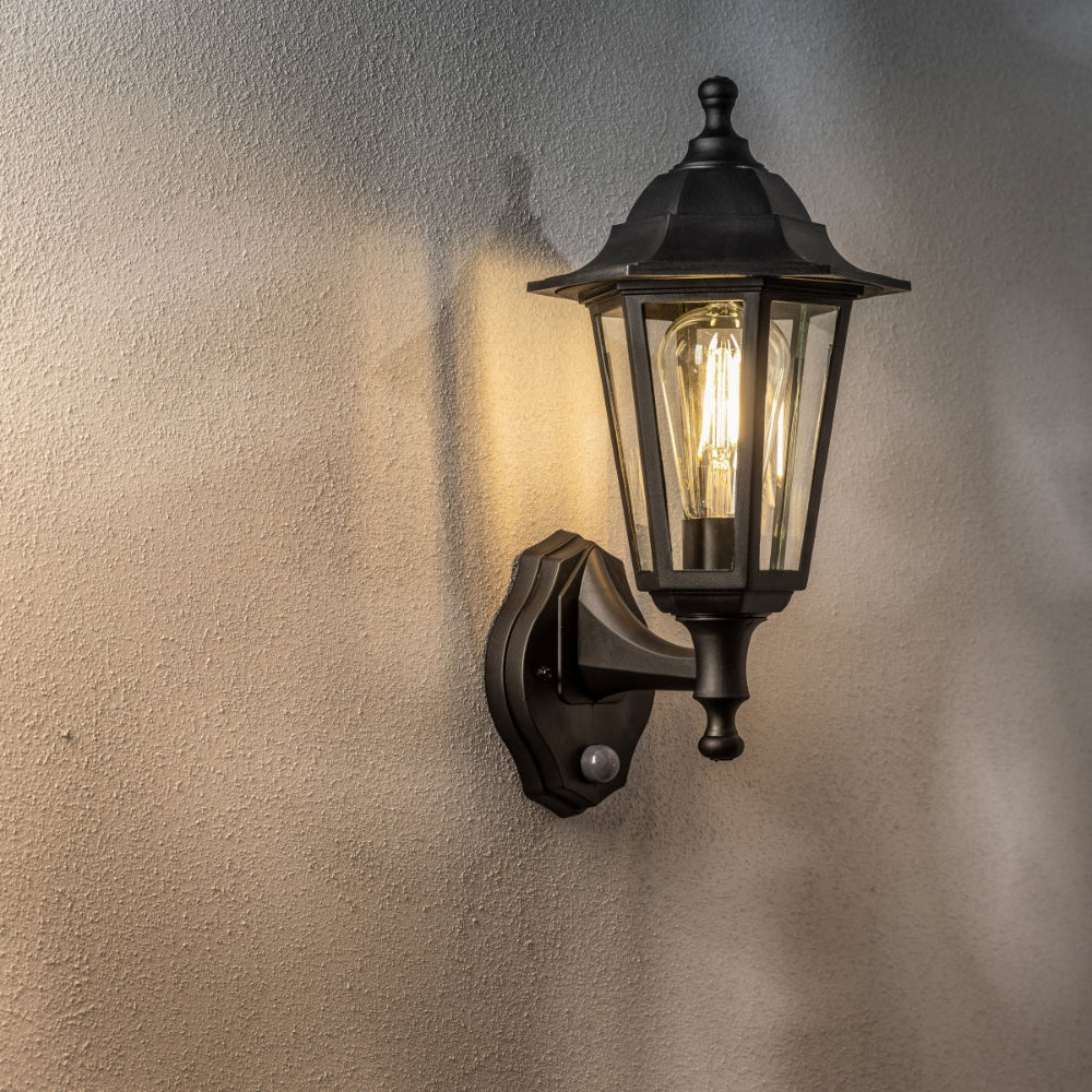 Outdoor Wall Lantern with PIR Motion Sensor – Classic Black Metal Design 3