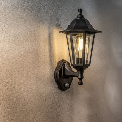 Outdoor Wall Lantern with PIR Motion Sensor – Classic Black Metal Design 3