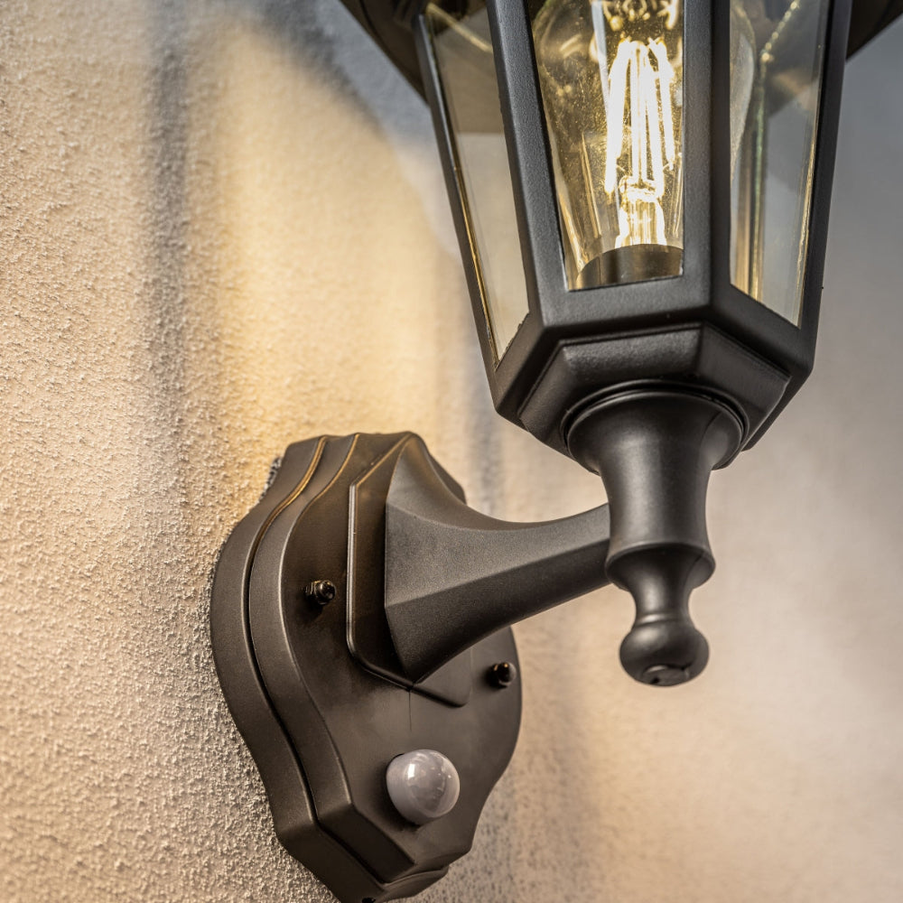 Outdoor Wall Lantern with PIR Motion Sensor – Classic Black Metal Design 4