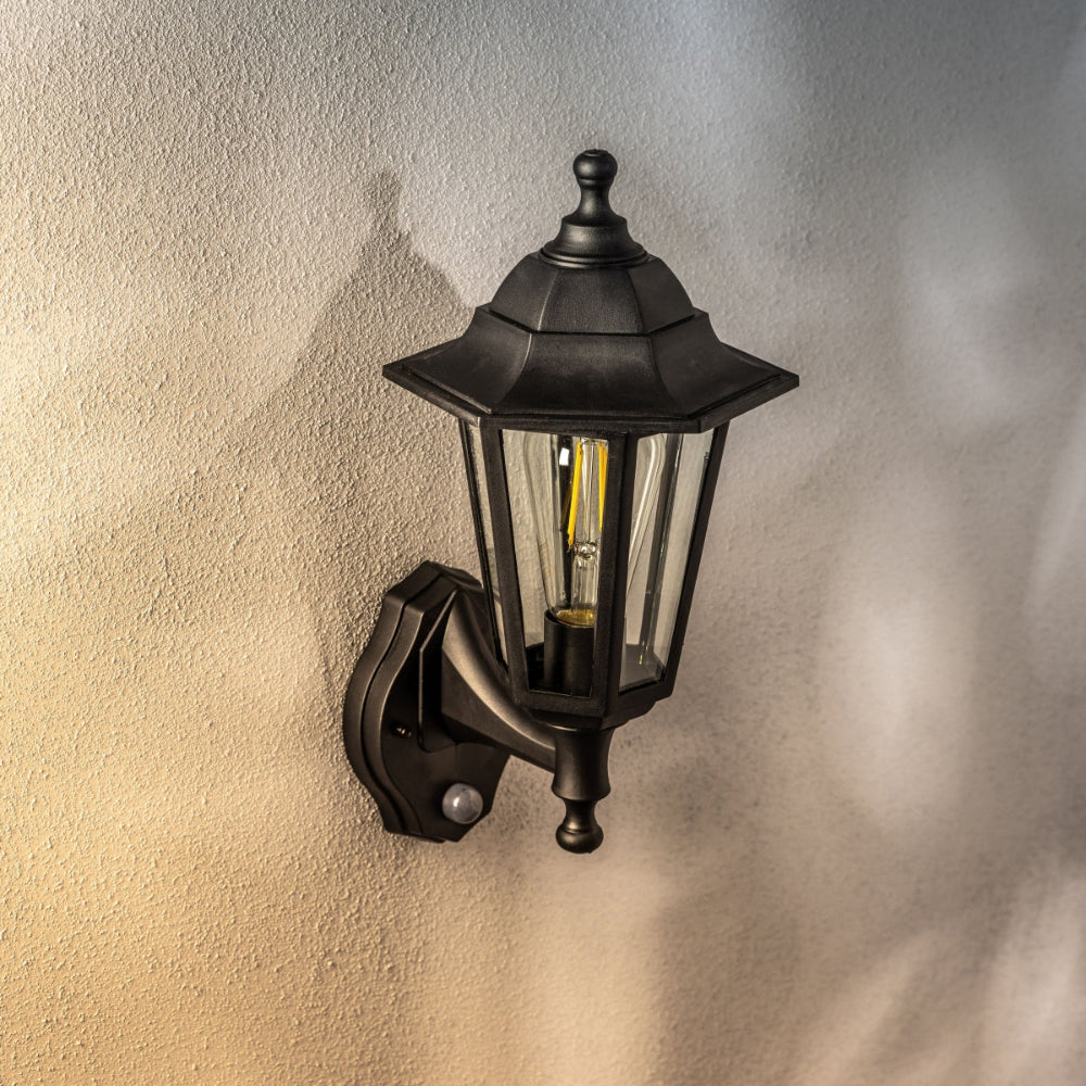 Outdoor Wall Lantern with PIR Motion Sensor – Classic Black Metal Design 5