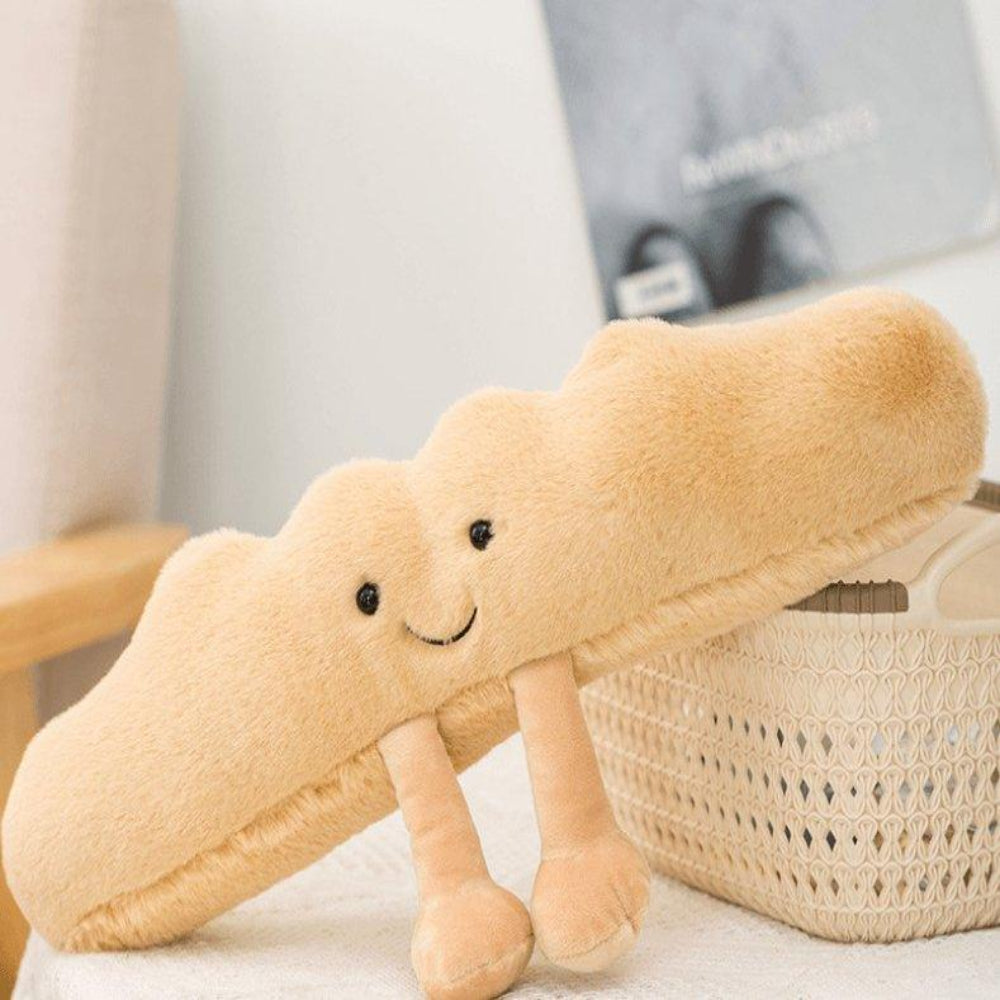 Plush Bakery-Inspired Stuffed Animals – Soft Baguette, Croissant, and Roll Pillows 1