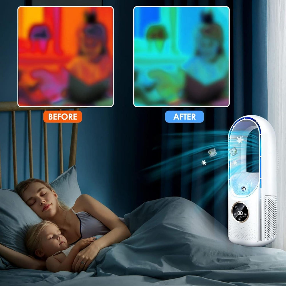 Portable Blade-Free Air Cooler with USB Power and Built-in Timer – Ideal for Home and Office 3
