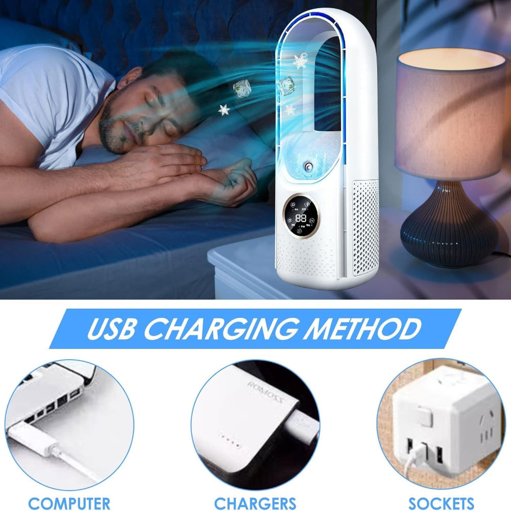 Portable Blade-Free Air Cooler with USB Power and Built-in Timer – Ideal for Home and Office 7