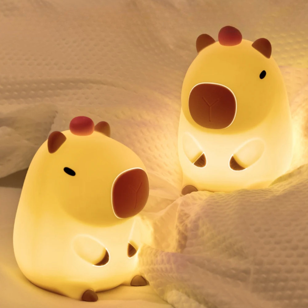 Soft Silicone Capybara Night Light for Kids – Rechargeable, Adjustable Brightness, and Portable 2