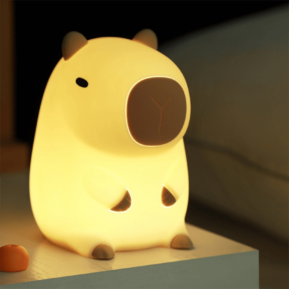 Soft Silicone Capybara Night Light for Kids – Rechargeable, Adjustable Brightness, and Portable 1