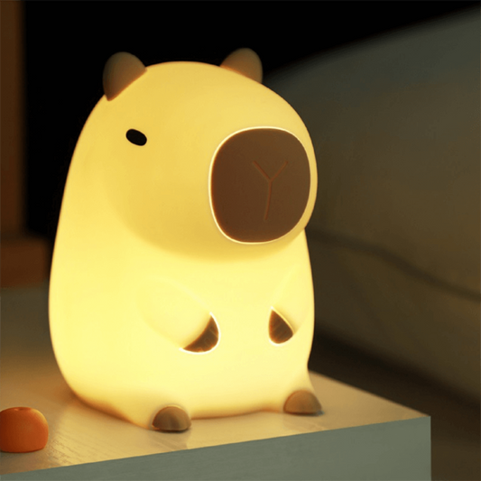 Soft Silicone Capybara Night Light for Kids – Rechargeable, Adjustable Brightness, and Portable 1