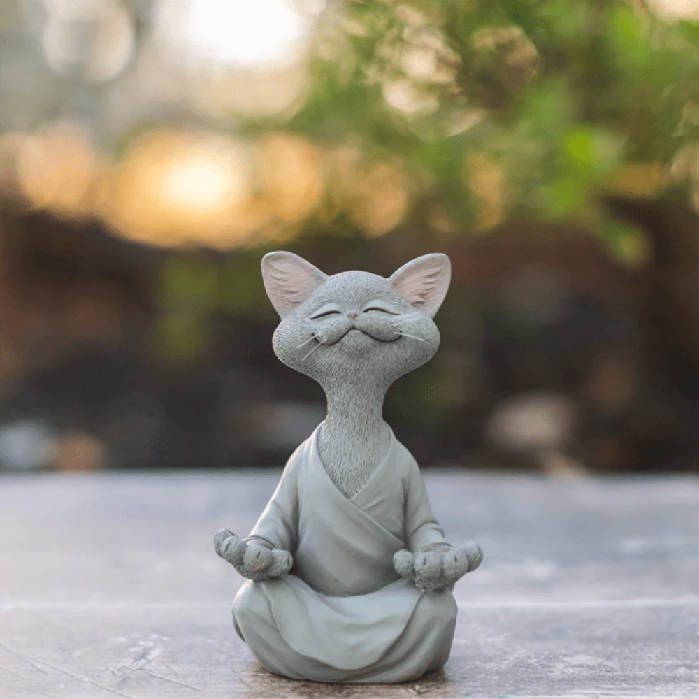 Cat Buddha Statue – Handcrafted Resin Cat Figurine for Mindful Home Décor 6