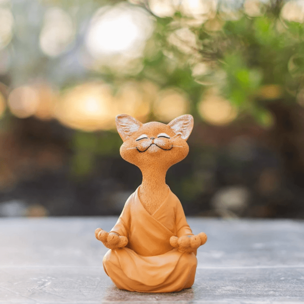 Cat Buddha Statue – Handcrafted Resin Cat Figurine for Mindful Home Décor 5