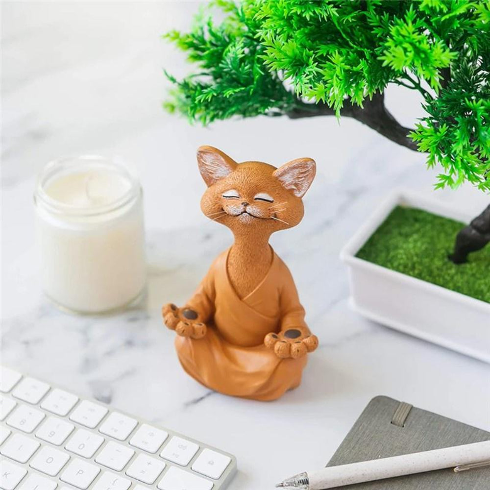 Cat Buddha Statue – Handcrafted Resin Cat Figurine for Mindful Home Décor 1
