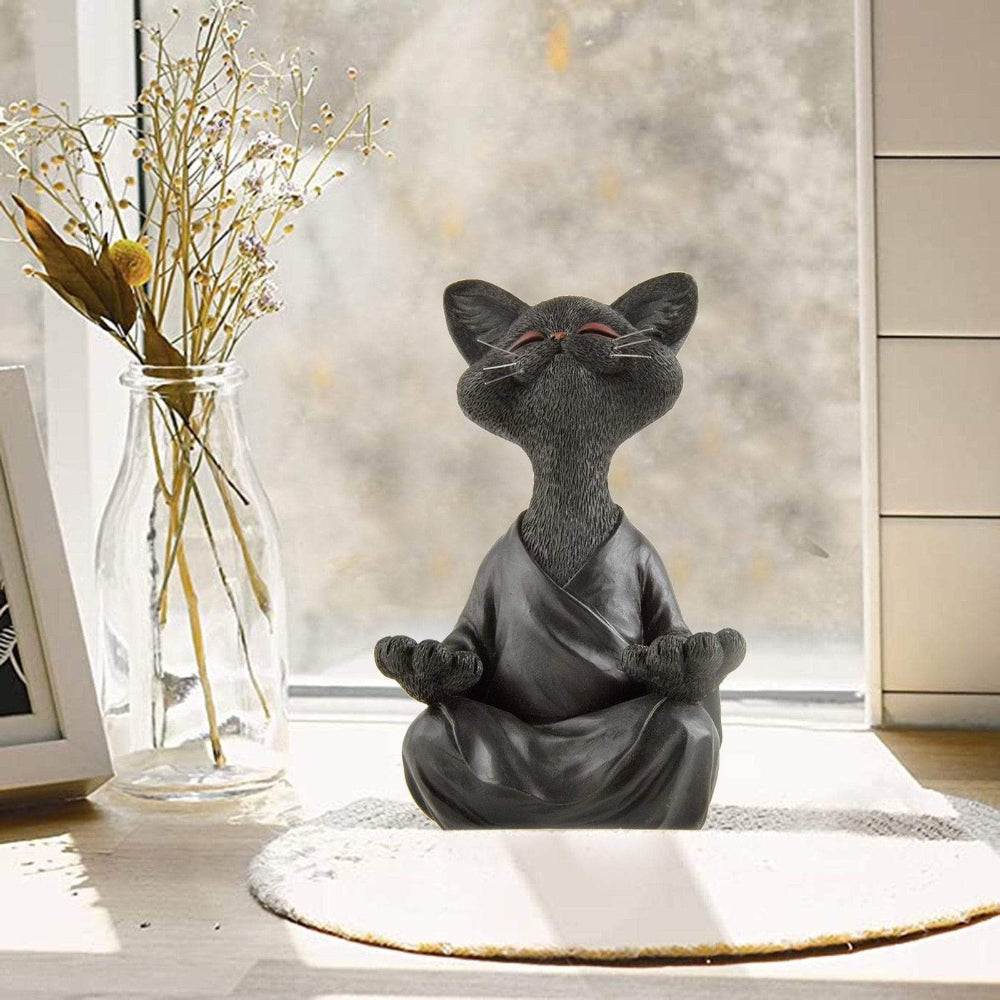 Cat Buddha Statue – Handcrafted Resin Cat Figurine for Mindful Home Décor 3