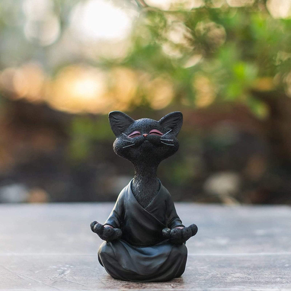 Cat Buddha Statue – Handcrafted Resin Cat Figurine for Mindful Home Décor 7