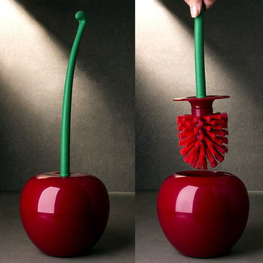 Nordic Cherry Red Toilet Brush Set with Holder - Durable ABS Design for Enhanced Hygiene and Compact Storage 1