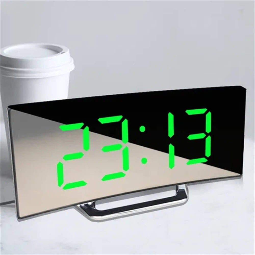 Curved Screen Digital Alarm Clock with Clear Display – Compact and Modern Design 2